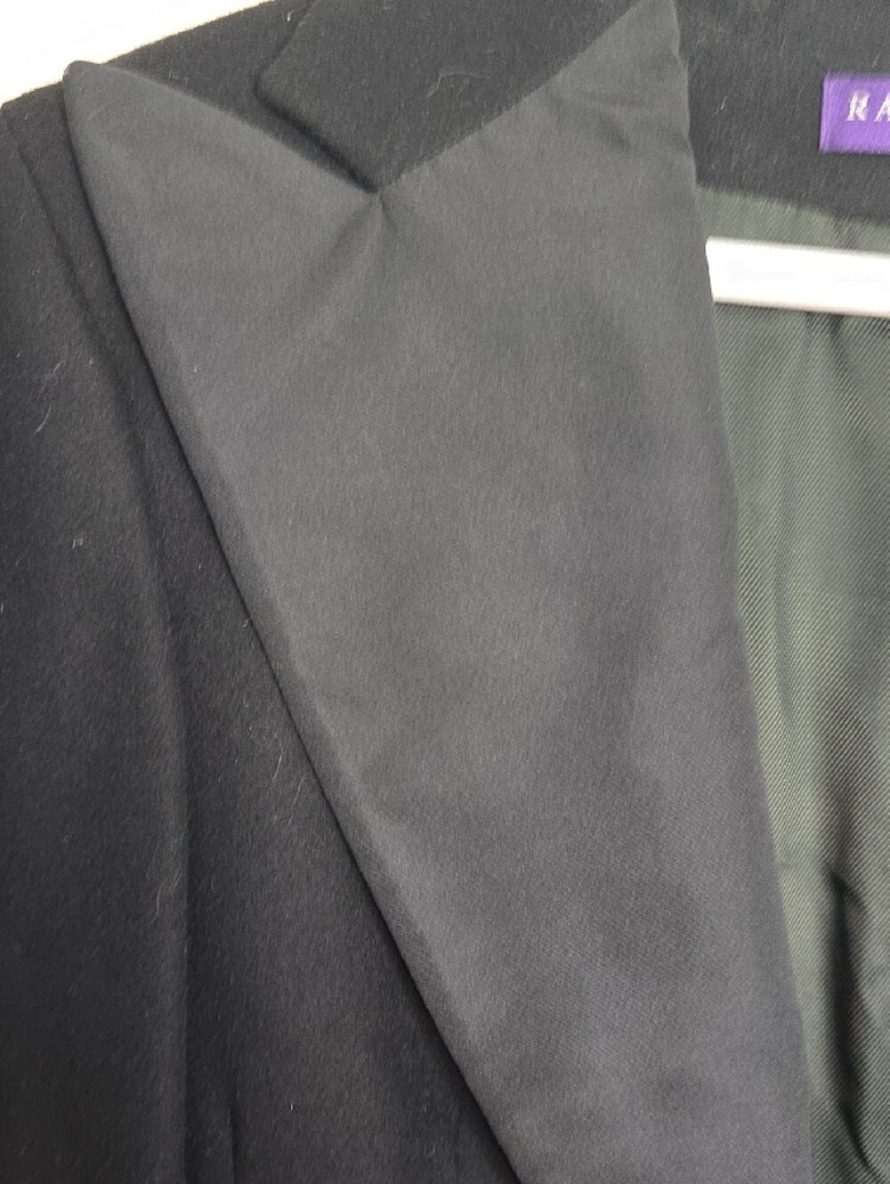 Ralph Lauren Black Cropped Tuxedo Blazer with Peak Lapel 100% Wool - Picture 8 of 11